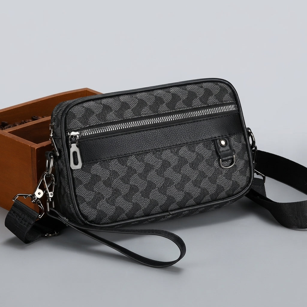 Pochette Élégante et Pratique avec Compartiments Zippés et Sangle Réglable pour Hommes