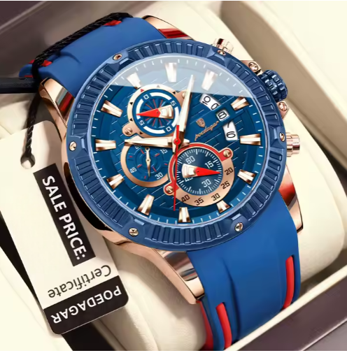 Montre Chronographe avec Bracelet en Silicone Confortable