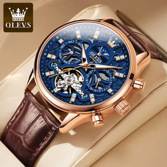 Montre de luxe élégante en cuir pour hommes