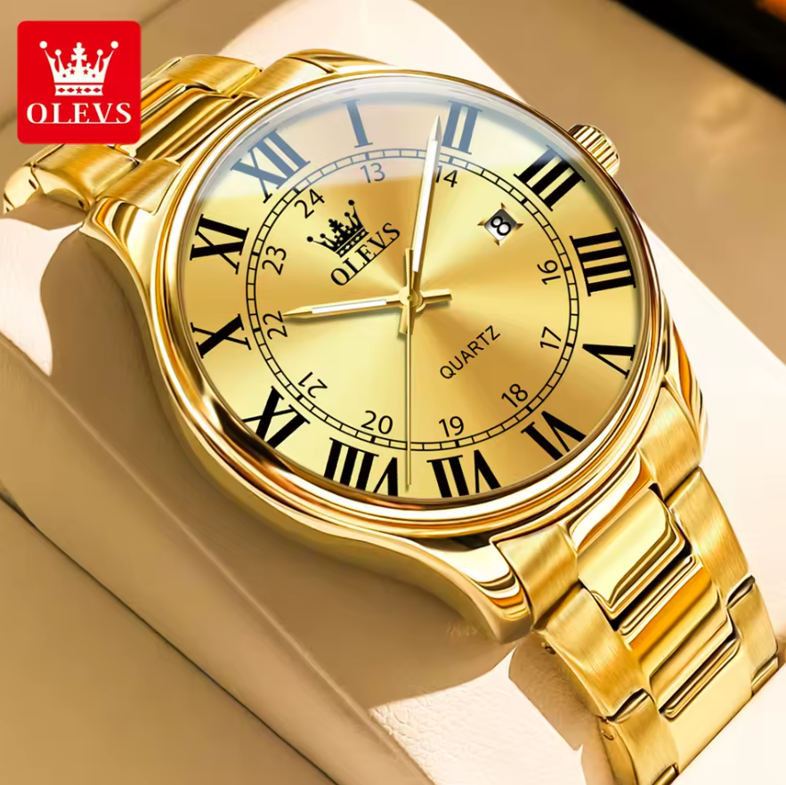 Montre de Luxe élégante Dorée pour Hommes