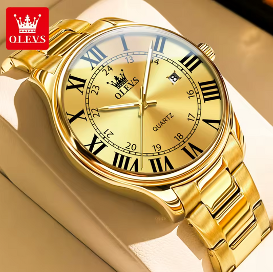 Montre de Luxe élégante Dorée pour Hommes