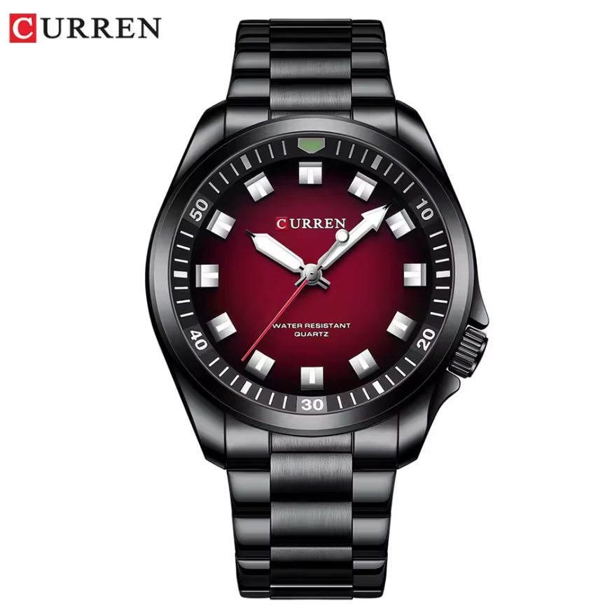 Montre en acier noire pour hommes