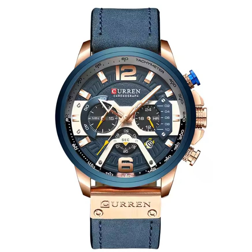 Montre Luxueuse avec Bracelet en Cuir Véritable