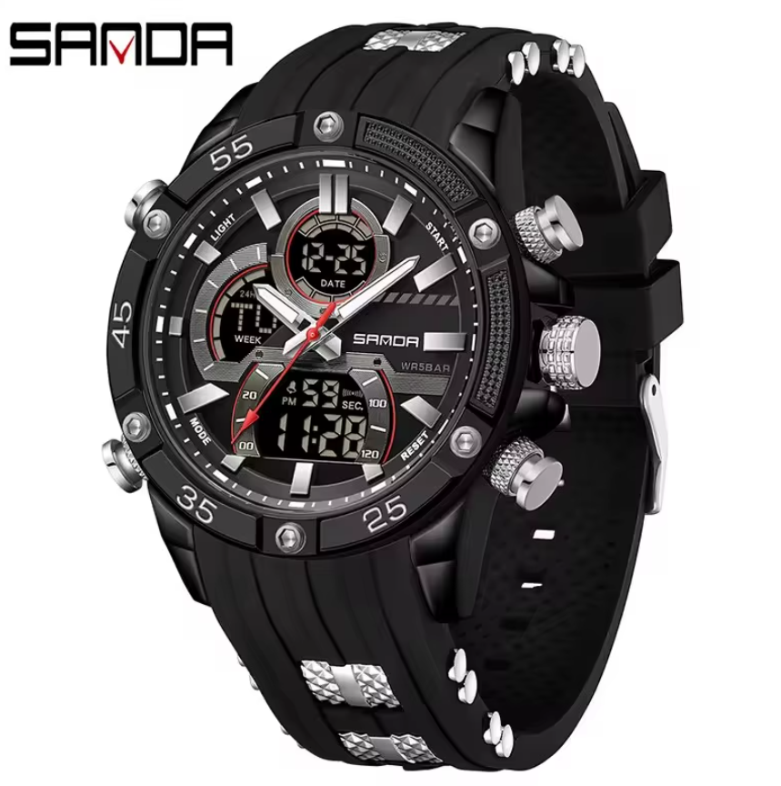 Montre Sportive Étanche avec Bracelet en Silicone