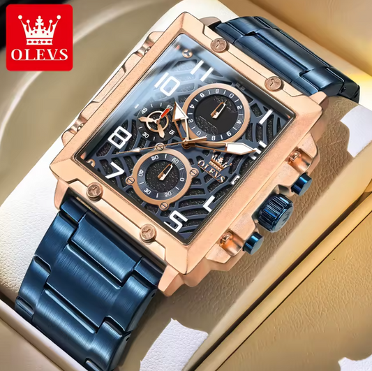 Montre Carrée Élégante en Acier Inoxydable