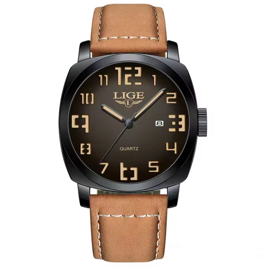 Montre Élégante avec Bracelet en Cuir Véritable