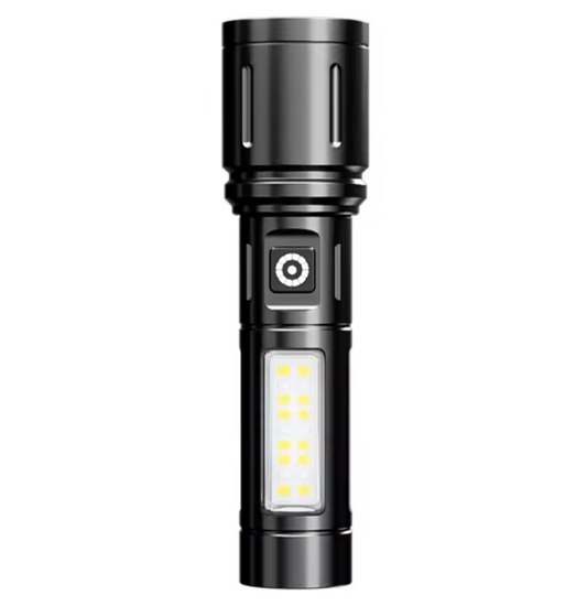 Lampe de Poche Zoomable avec Lumière Latérale d’Urgence