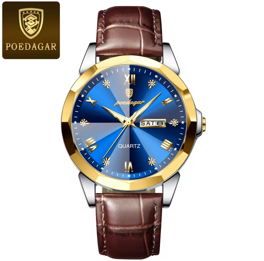 Montre Élégante en Cuir Véritable Raffiné