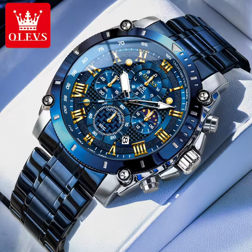 Montre en Acier Bleu Inoxydable Élégante et Robuste
