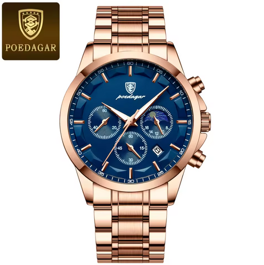 Montre de Luxe Avec Bracelet en Acier Rose Élégant
