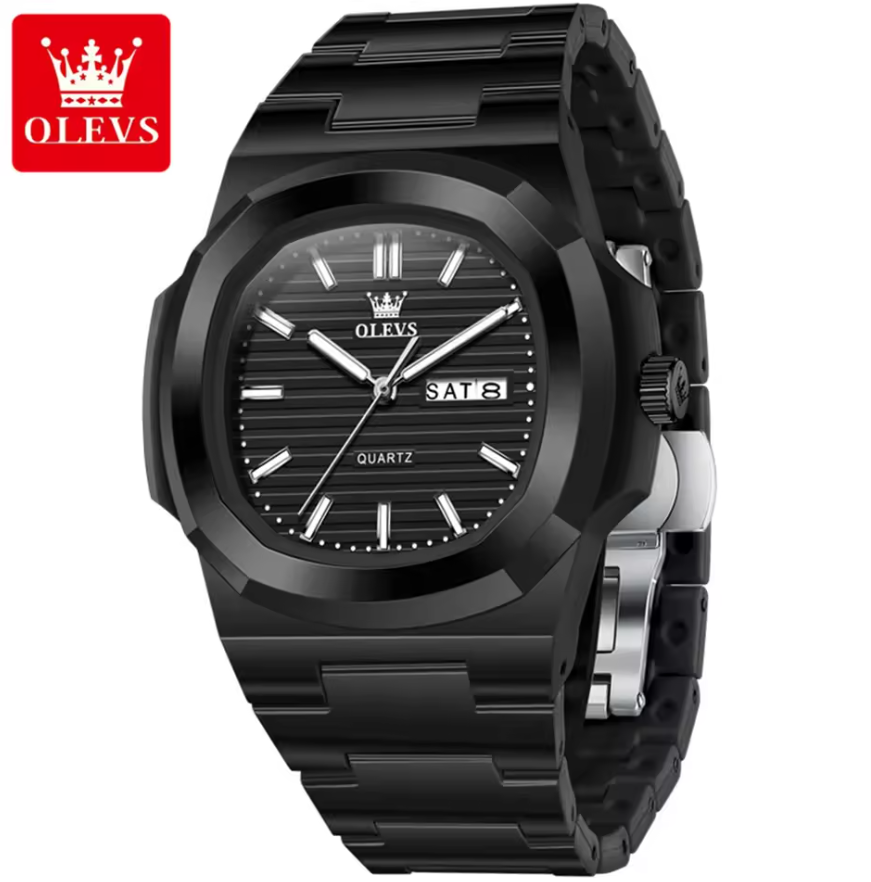 Montre Élégante Noire Stylée pour Hommes