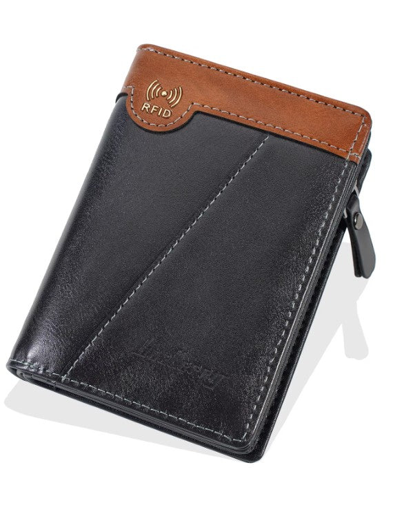 Portefeuille Multipoches en Cuir Véritable Antivole