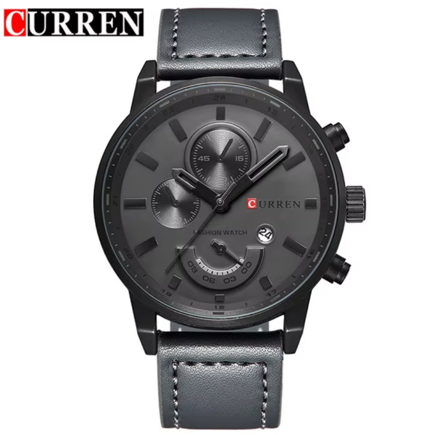 Montre Luxueuse à Bracelet en Cuir Confortable pour Hommes CURREN 8217