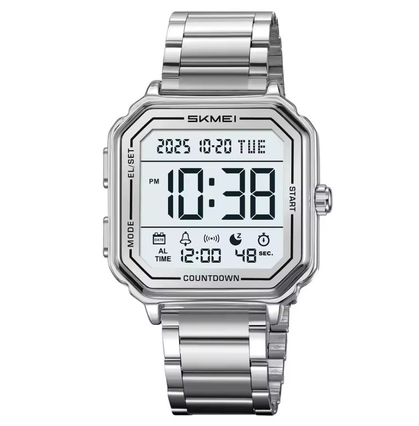 Montre Carrée Pratique et Moderne avec Bracelet en Acier Inoxydable pour Hommes