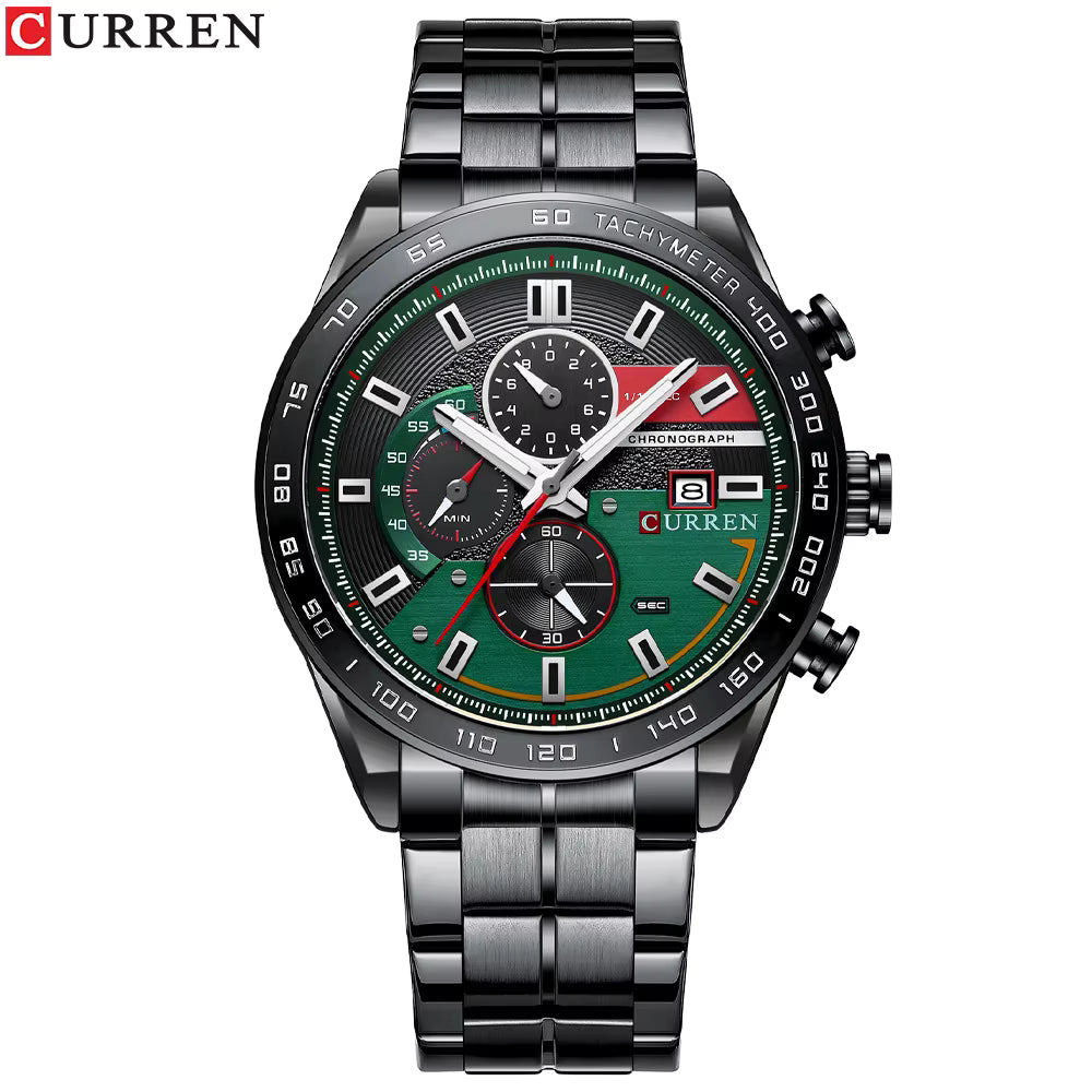 Montre Moderne Élégante avec Bracelet en Acier Noir Inoxydable pour Hommes