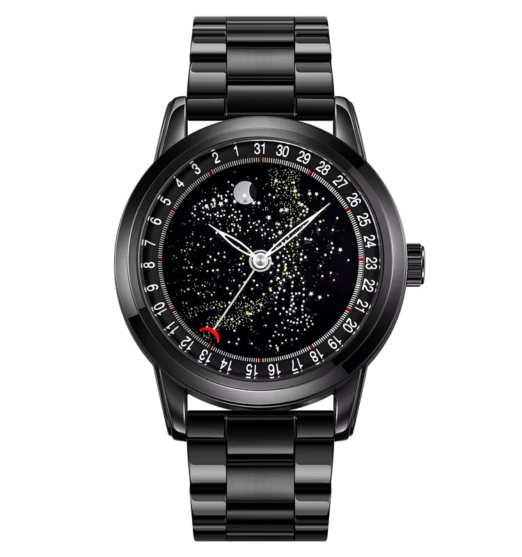 Montre exceptionnelle élégante avec bracelet en acier noir confortable pour Hommes