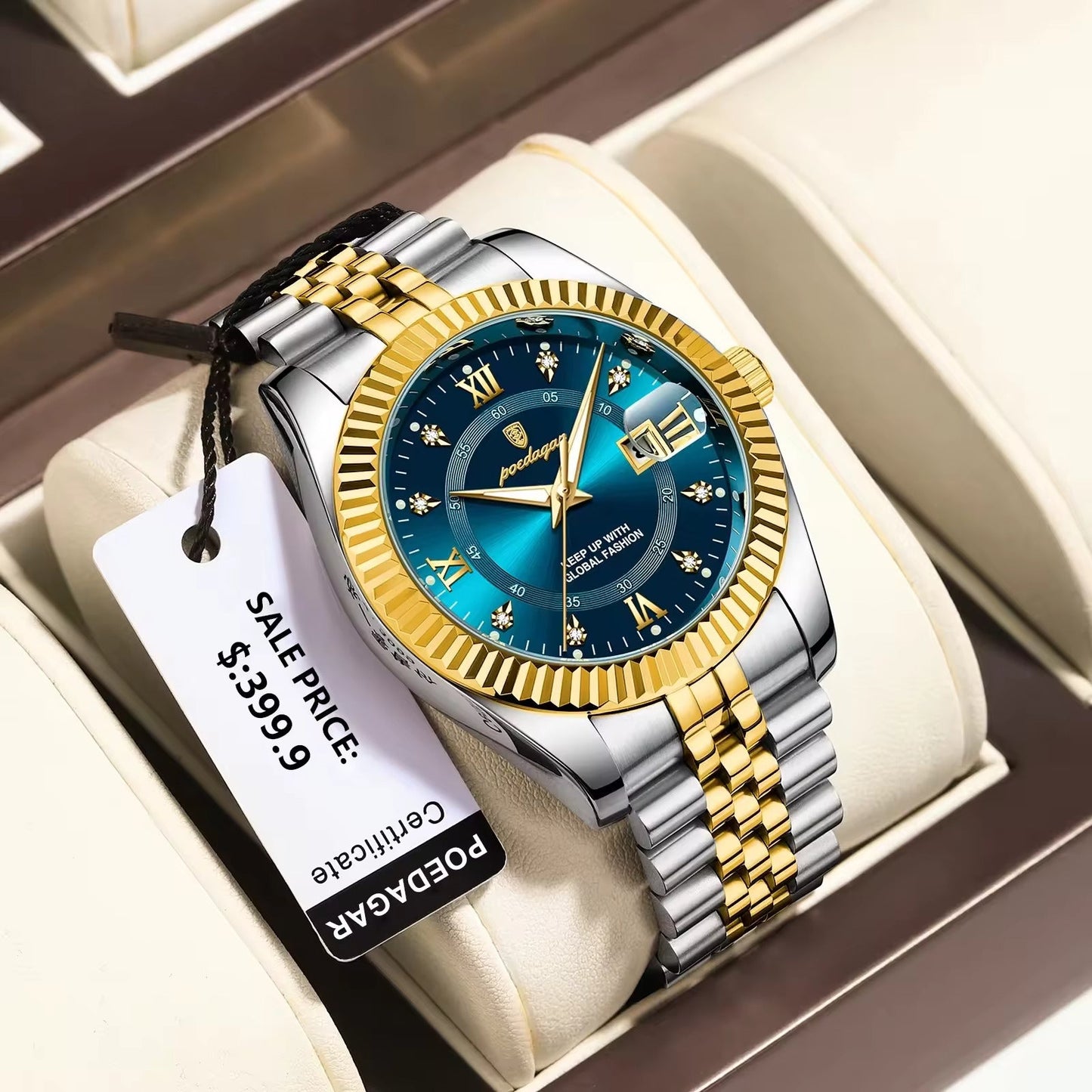 montre de luxe en acier inoxydable pour hommes 1236