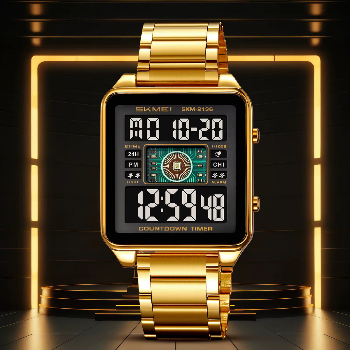 Montre Numérique Élégante et Moderne avec Bracelet en Acier Inoxydable pour Hommes
