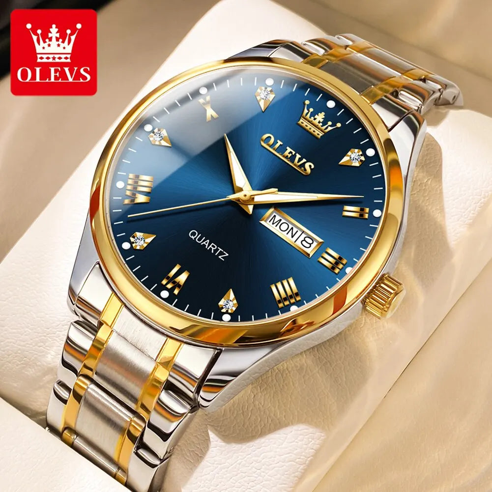 Montre à quartz de luxe en acier inoxydable pour hommes 5563