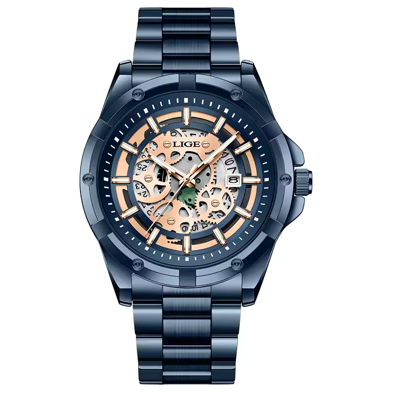 Montre Prestigieuse en Acier Bleu au Design Raffiné pour l'Homme Moderne