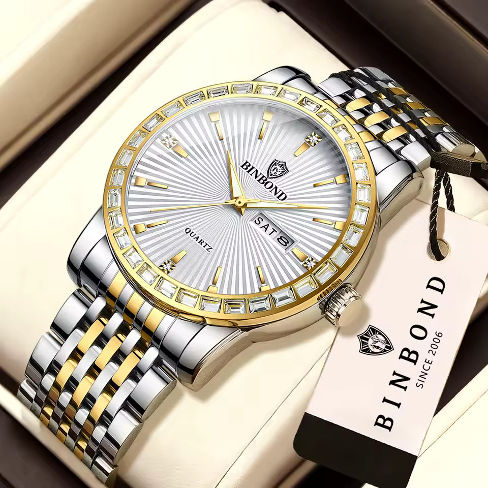 Montre Classique Premium avec Bracelet en Acier Inoxydable pour Hommes
