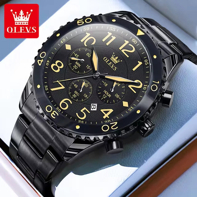 montre de luxe en acier inoxydable pour hommes 6974