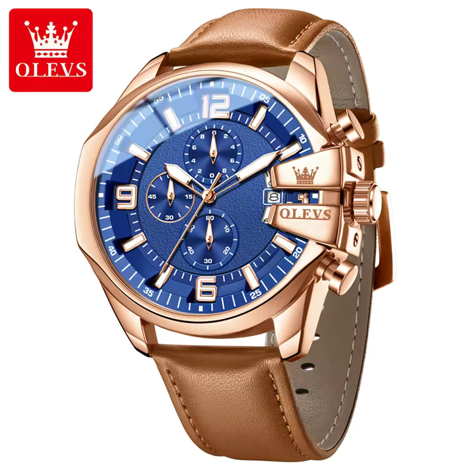 Montre Luxueuse Élégante avec Bracelet en Cuir Confortable pour Hommes
