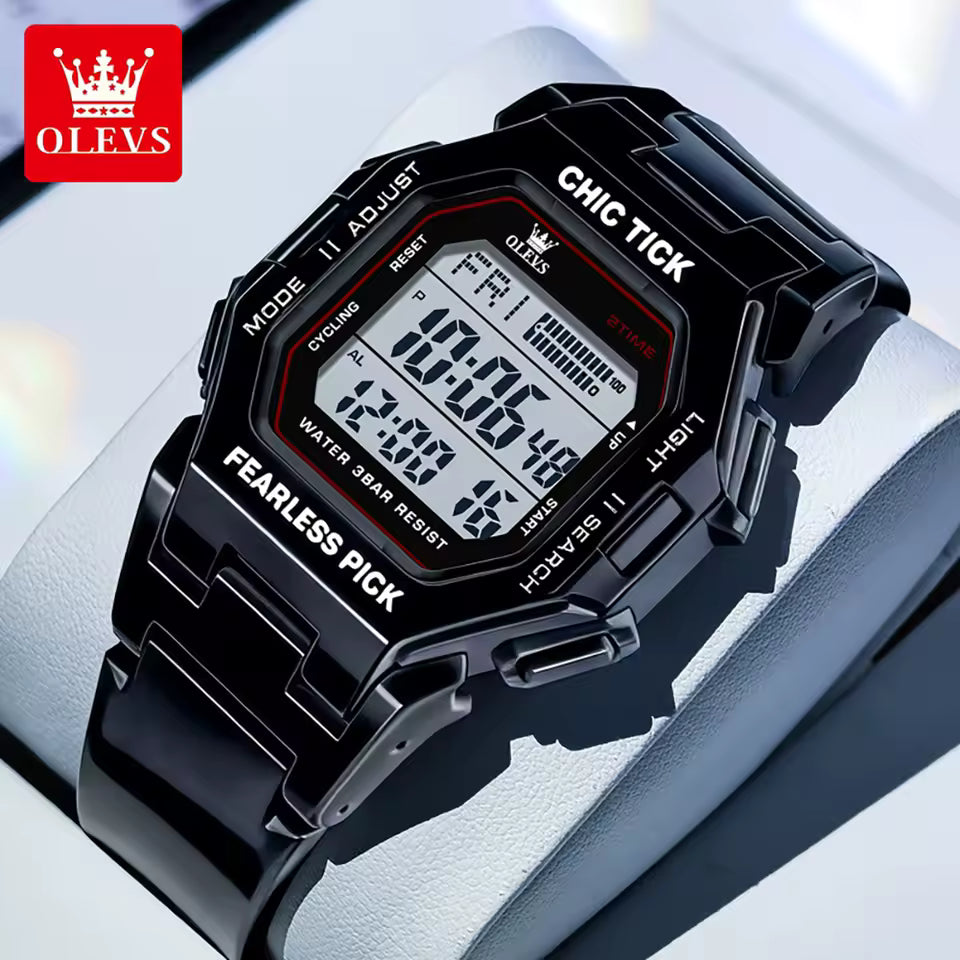 Montre Carrée Numérique Élégante et Moderne avec Bracelet en Silicone Confortable pour Hommes