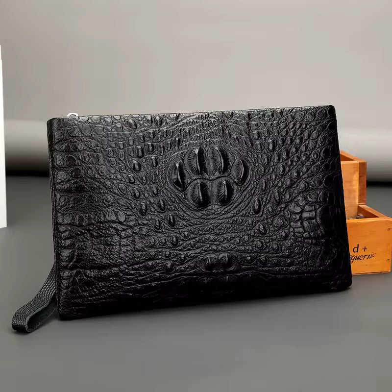 Sac à Main Élégant en Cuir Véritable avec Grand Espace de Rangement pour Hommes