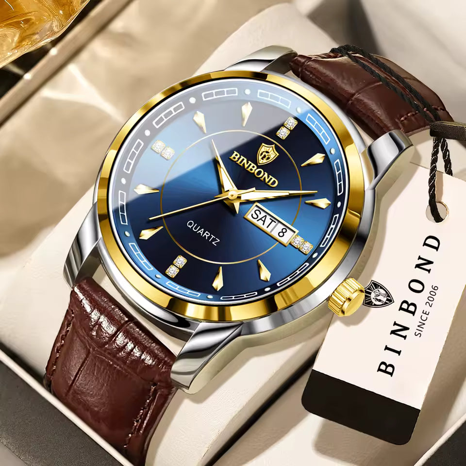 Montre classique élégante avec Bracelet en cuir confortable pour hommes