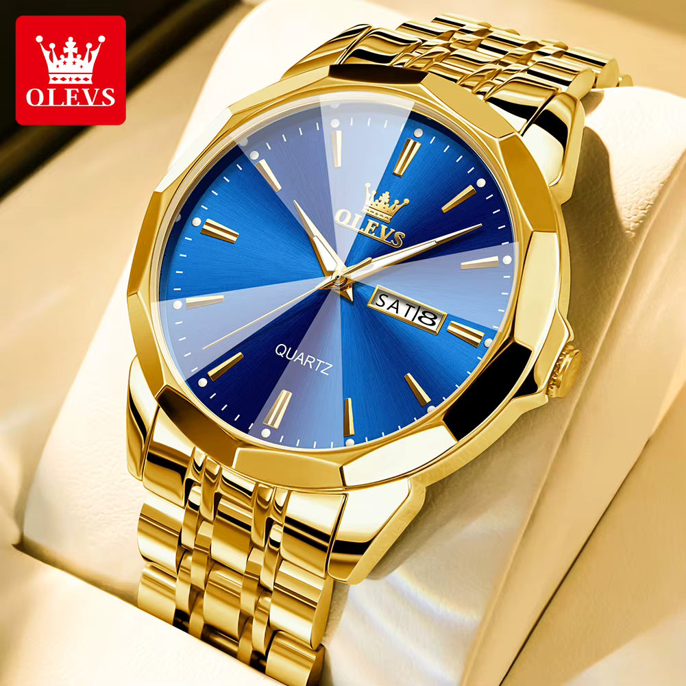 Montre Luxueuse Élégante et Moderne avec Bracelet en Acier Doré Inoxydable pour Hommes