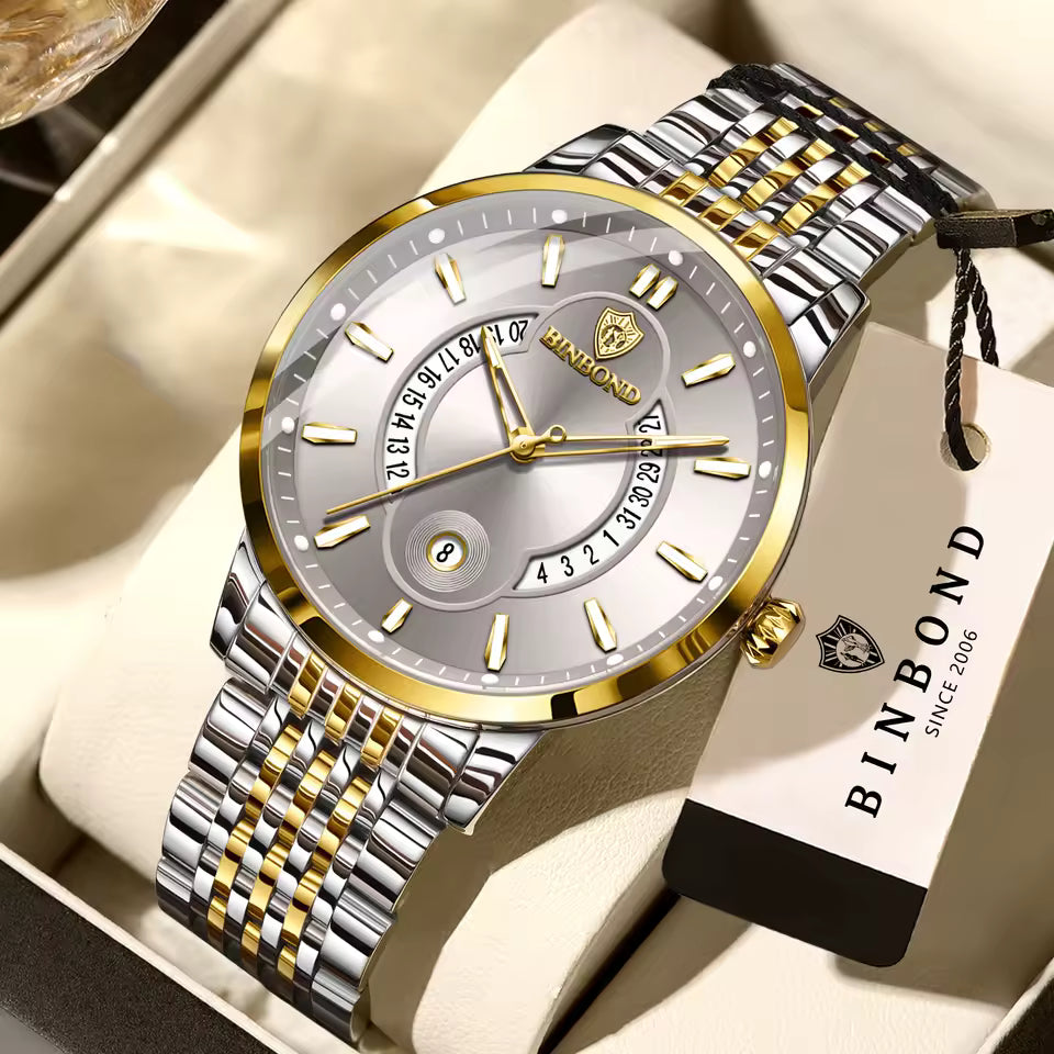 Montre Luxueuse avec Bracelet en Acier Inoxydable pour Hommes