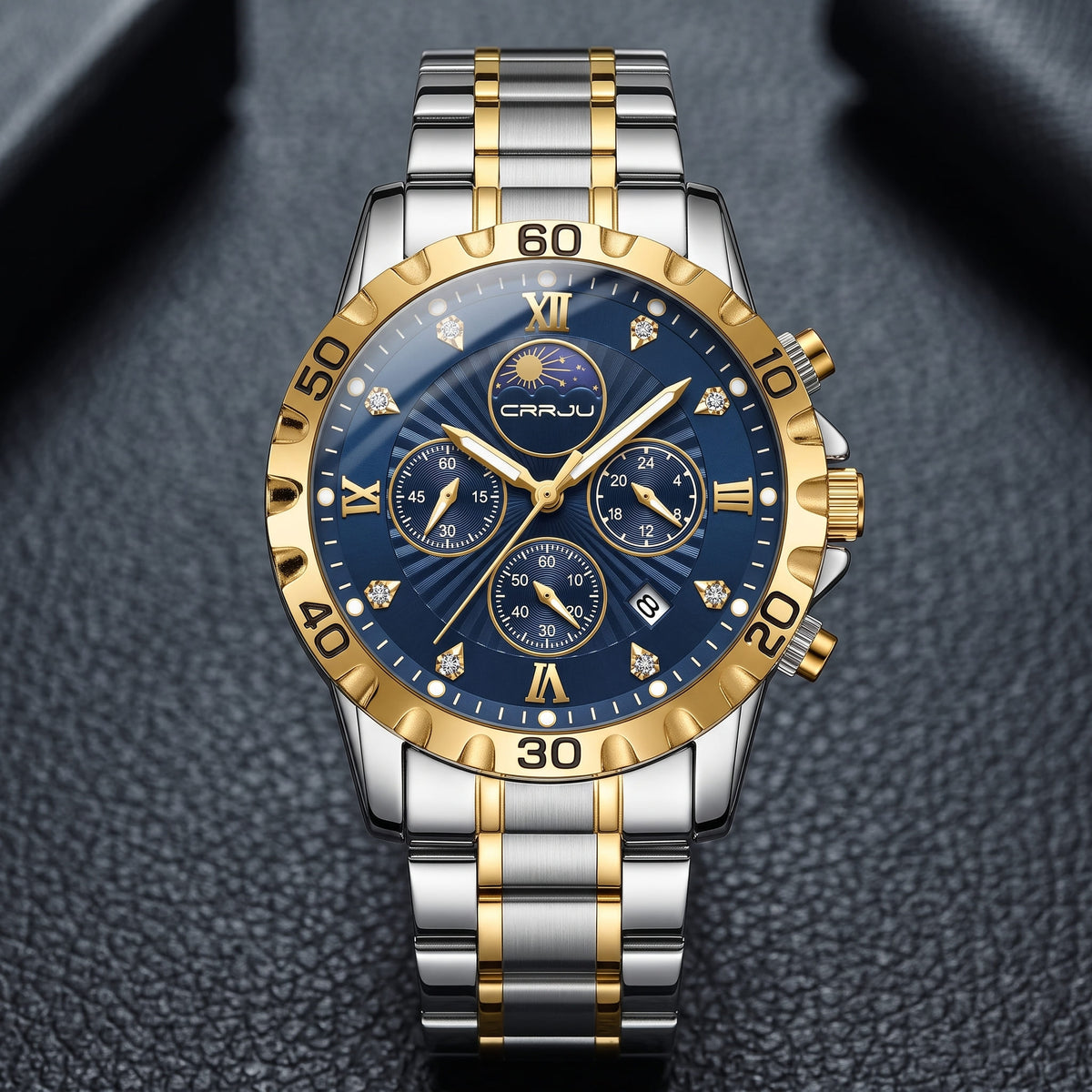 Montre Distinguée avec Cadran Multifonction et Bracelet en Acier Inoxydable pour Hommes