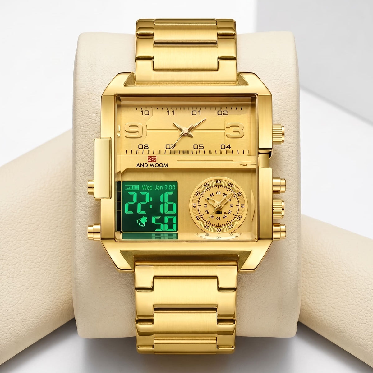 Montre Classique et Multifonctionnelle avec Bracelet en Acier Inoxydable pour Hommes