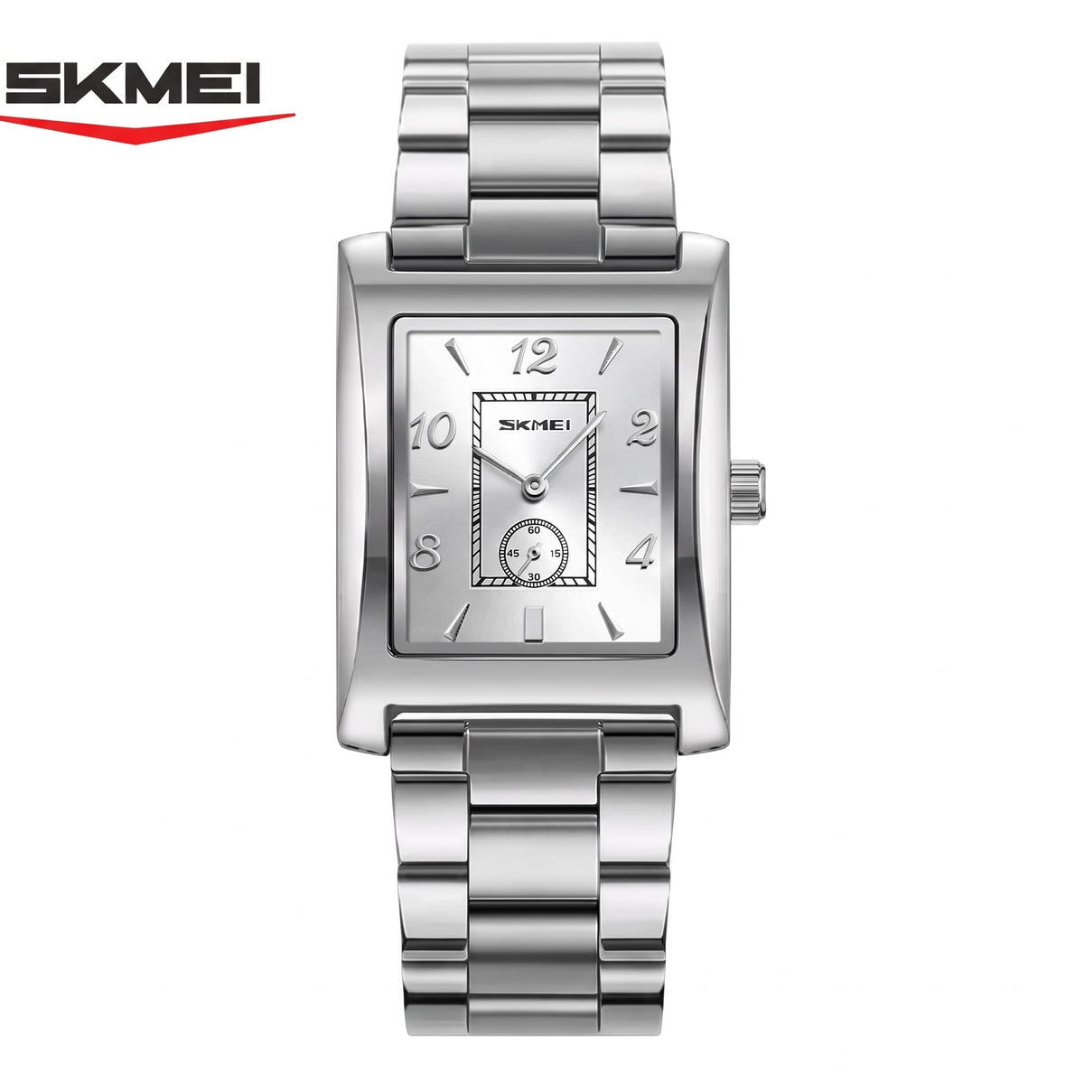 Montre Rectangulaire Moderne avec Bracelet en Acier Inoxydable pour Hommes