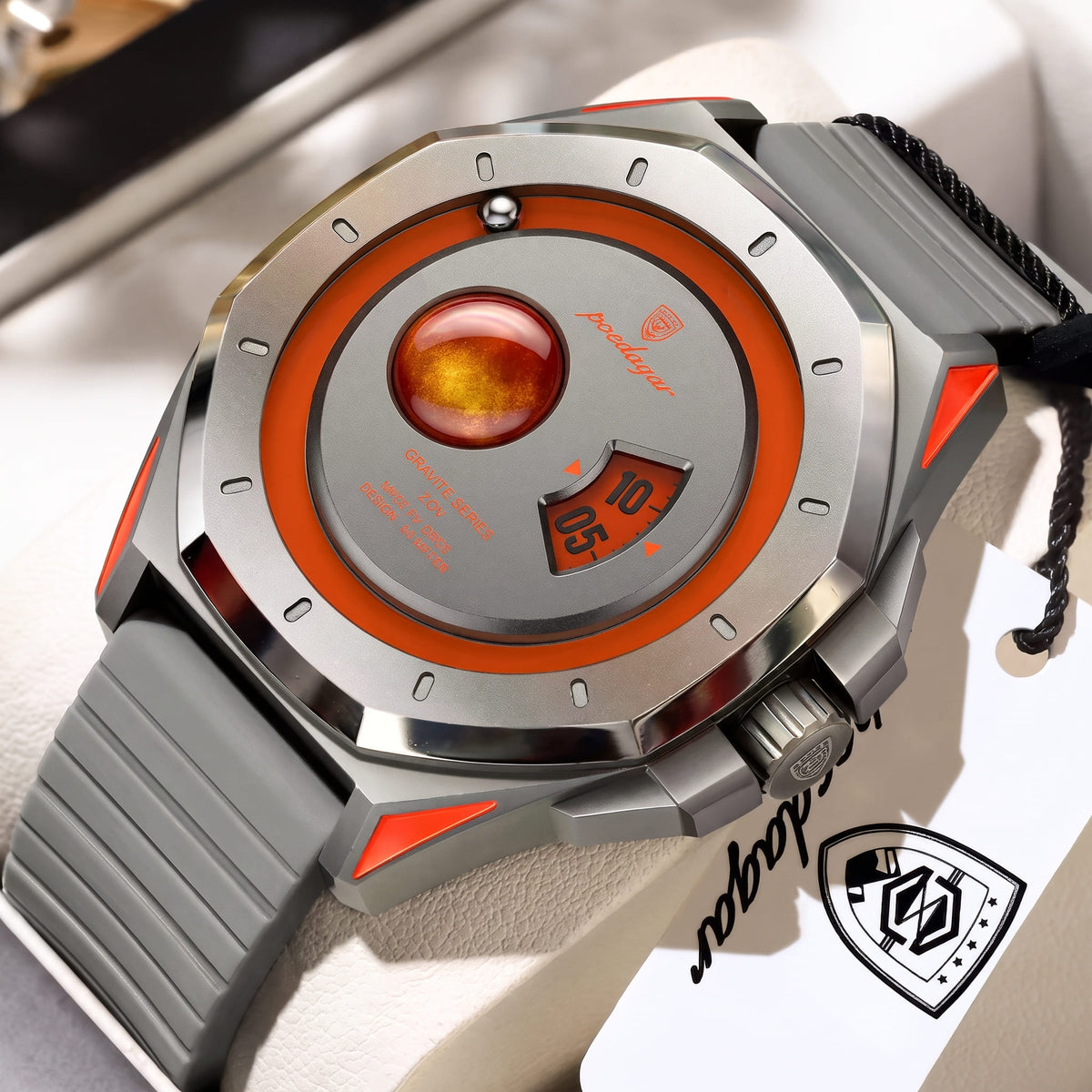 Montre Futuriste avec Cadran Orbital et Bracelet en Silicone pour Hommes