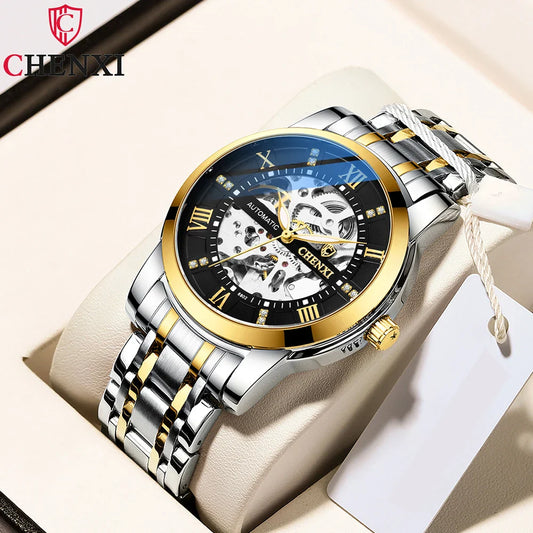Montre mécanique étanche en acier inoxydable pour homme