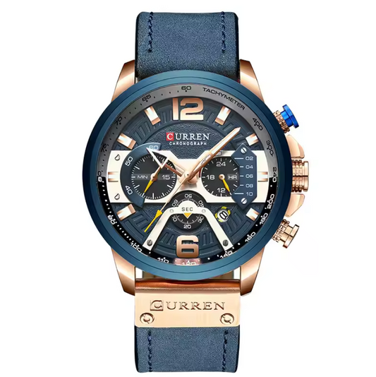 Montre Luxueuse avec Bracelet en Cuir Véritable