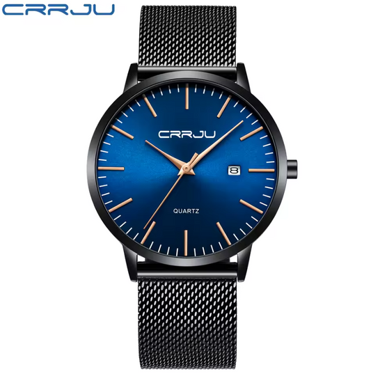 Montre Classique Élégante en Acier Noir