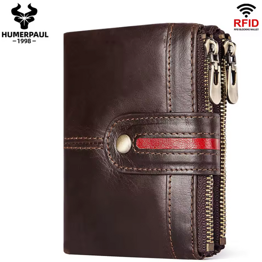 Portefeuille Élégante en Cuir Véritable pour Hommes