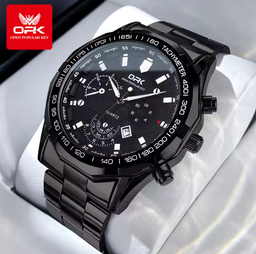 Montre de Luxe avec Bracelet en Acier Noir