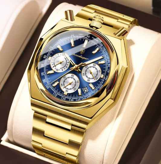 Montre Royale en Acier Doré Inoxydable pour Hommes