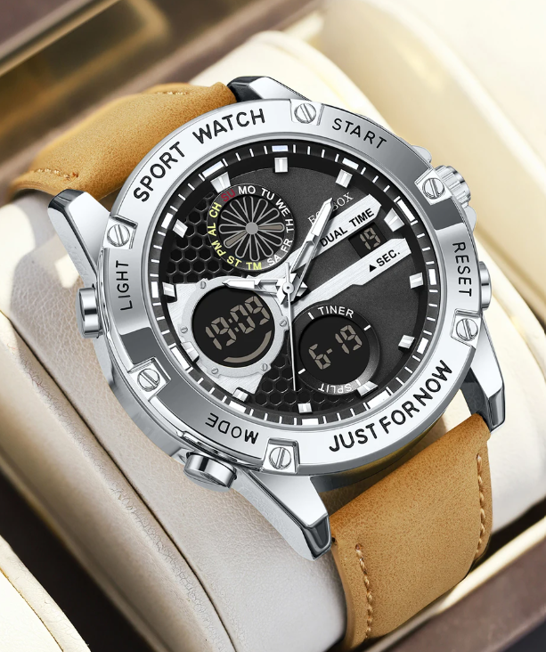 Montre Confortable en Cuir Véritable Robuste