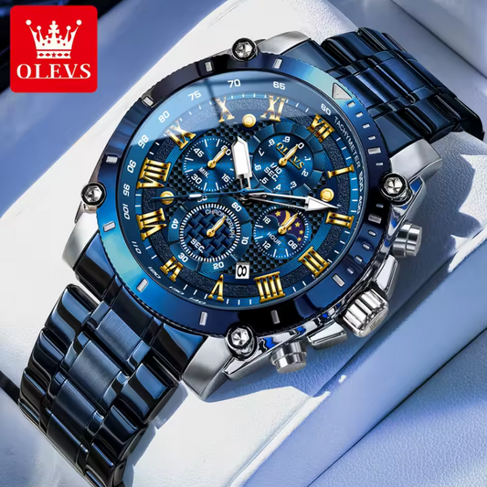 Montre en Acier Bleu Inoxydable Élégante et Robuste