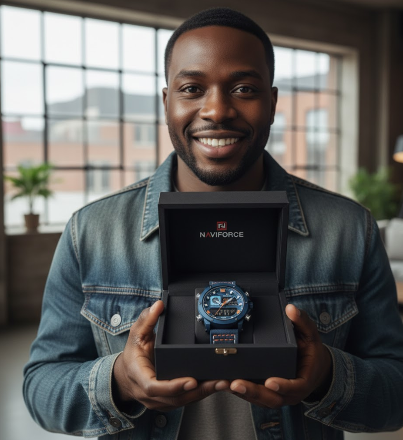 Montre Militaire avec Bracelet en Cuir Résistant