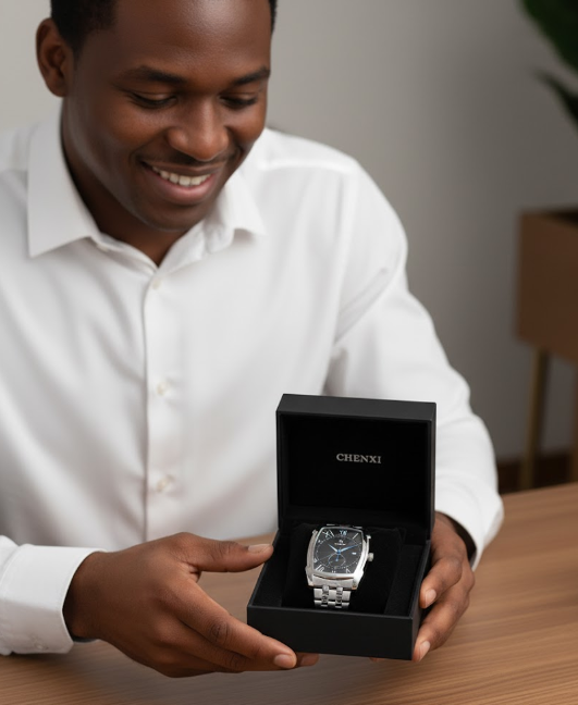 Montre Carrée avec Bracelet en Acier Inoxydable