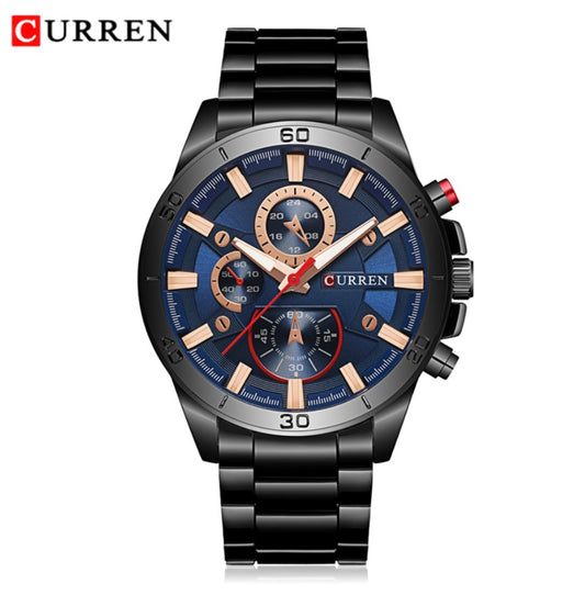 Montre Intemporelle en Acier Noir Inoxydable d'un Style Raffiné pour Hommes