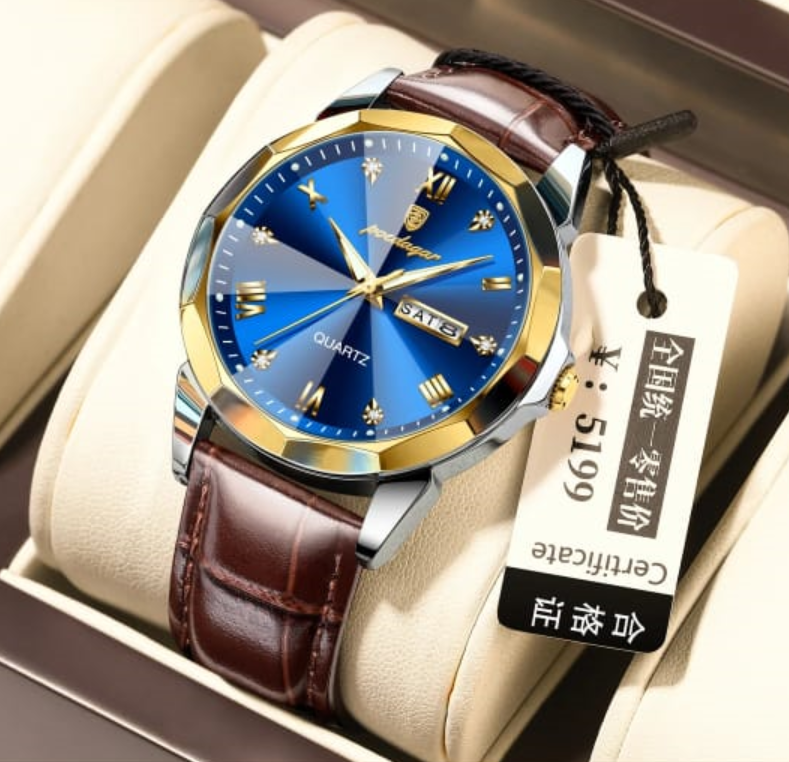 montre de luxe avec bracelet en cuir pour hommes 3463