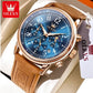 Montre de luxe étanche avec bracelet en cuir pour homme