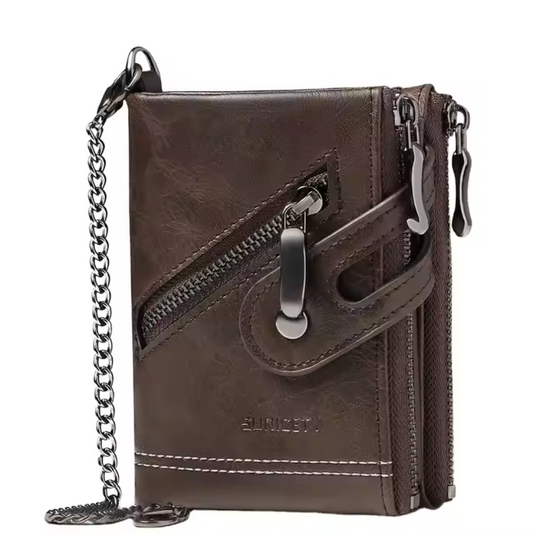 Portefeuille en Cuir Élégant avec Chaîne